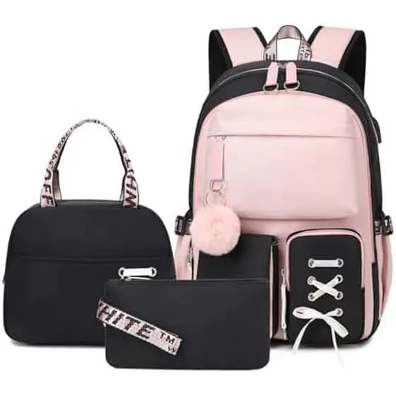 Mochila Para Meninas , Mulheres , Faculdade , Laptop , Menina , Bolsa Escolar Fofa , Conjunto Com Lancheira , Infantil P