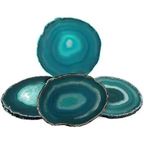 Conjunto De Porta-Copos De Ágata Azul AMOYSTONE Com 4 , Pedra De 3-3.5 Polegadas Amortecedores De Borracha , Presente De