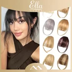 [ELLA] Mulheres Clip-in Franja Natural Fino Testa Extensões De Cabelo Falso Francesa Meninas De Ar Reta Peruca Postiços