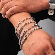 Elastore Pulseira Masculina Grossa Corrente Oca Com Clipe De Lagosta Cor Sólida Polido Aço Inoxidável Punk Torcido Rua C