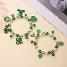 Pulseira ELLASTORE Shamrock St . Joias Com Miçangas Irlandesas Do Dia De Patricks Contas De Vidro E Amuletos Pingente Da