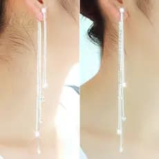 ELLASTORE Strass Mulheres Super Longas Borlas Drop Dangle Cocktail Party Brincos Lineares
