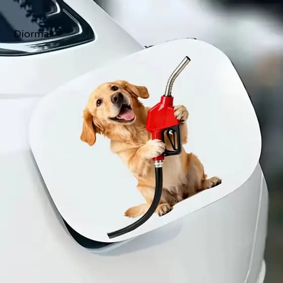 Car Scratch Cover Sticker Outdoor Durable Funny Retriever Dog Waterproof Vinyl Decal for Motorcycle Vehicle Cute Holding