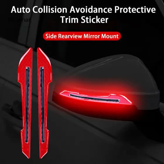 < showpoweram > 1 Par De Adesivo De Acabamento Anticolisão , Montagem De Espelho Retrovisor Lateral , Estilo De Carro Re