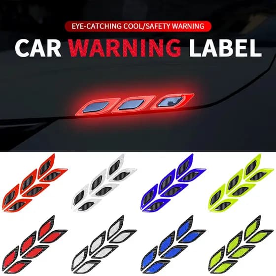 garonne-6Pcs Fita Reflexiva Do Carro Anti-Risco Fibra De Carbono 3D Aviso De Segurança Filme Decoração Decalques Suprime