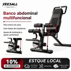 Banco treino 6em1 ajustável: 450kg, 3 posições recumbente, sup/inf, ajuste 7°, para academia e casa.