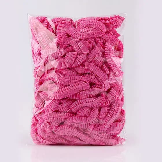 100 peças/conjunto de Toucas de Banho Descartáveis Impermeáveis de Plástico Rosa para Spa, Salão, Hotel, Touca para Ting