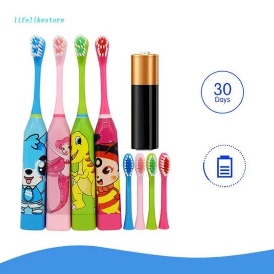 Escova de Dentes Elétrica Ultrassônica Automática para Crianças, Escova de Dentes à Prova d'Água