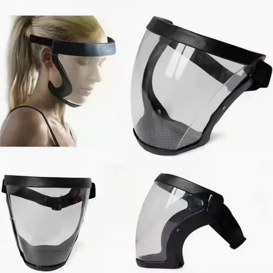 Protetor facial transparente, adequado para o calor externo, é uma ferramenta essencial na cozinha.