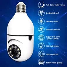 360 Rotatable Wireless ip wifi Camera with Lamp Nozzle Thread ptz full HD Night Vision Security - Dual Voltage