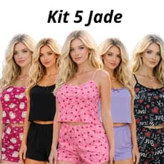 Kit 5 Short Doll JADE Feminino Microfibra Premium Leve e Fresquinho LISO e ESTAMPADO