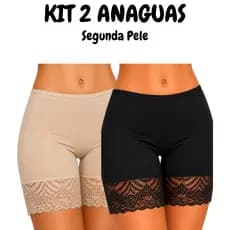 Kit 2 Bermuda Segunda Pele Feminina com Renda Short Anágua Modelador Confortável