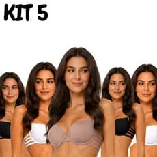 Kit 5 Sutiã Tomara que Caia Sustentação Alta 3 Tiras Confortável Sem Costura