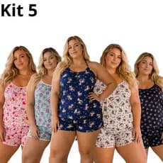 Kit 5 Baby Doll Plus Size Microfibra Feminino Short Doll Pijama XGG Confortável