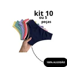 Kit 10-5 Calcinha Feminina 100% Algodão Respirável Casual Dia a Dia Tendência
