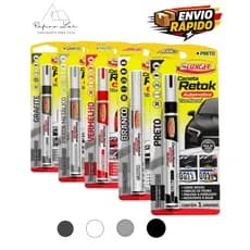 Caneta Tira Risco Arranhão Carro Moto Branco Preto Prata Grafite Vermelho Sai Risco Batida Luxcar