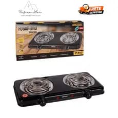 Fogareiro Elétrico 2 bocas Preto - 110w ou 220w - Fogão Portátil