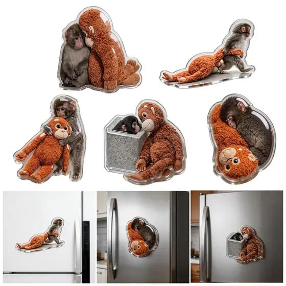 bluehome 1/5 Peças Macaco Geladeira 2D Acrílico Plushie Casa Armário De Cozinha Quadro Branco Decoração