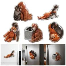 bluehome 1/5 Peças Macaco Geladeira 2D Acrílico Plushie Casa Armário De Cozinha Quadro Branco Decoração