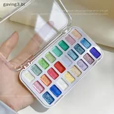 [GAVBR] Pigmento Sólido Para Unhas De 24 Cores Aurora Perolado Nail Art Aquarela Paleta Metálica Desenho Cromado Camaleã