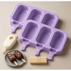 Forma de Sorvete Molde de Picolé de Silicone Com Tampa + 50 Palitos