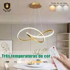 Luminária De Teto Pendente Led3 Cores Lâmpada De Teto Controle Remoto Led Pingente Moderno Corredor Lustre Sala Estar Qu