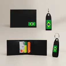 Kit Brasil Porta cartão feminino masculino + Chaveiro Brasil