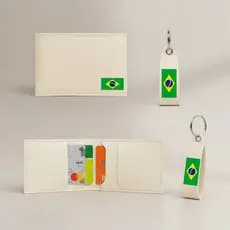 Kit 10 Porta Cartão Slim + 10 Chaveiros Básico Do Brasil Personalizado Feminino Masculino