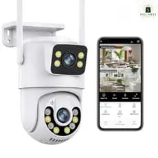 Câmera De Segurança Lente Dupla ICESEE IP66 Wi-Fi 360° Sensor Movimento Visão Noturna 2 em 1 Fixa APP ICSEE