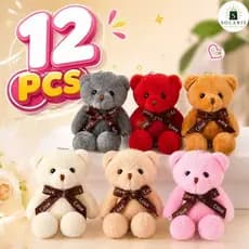 Kit 12 Urso Xadrez Animado Chaveiro Brinquedo Presente de Natal