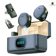 Microfone De Lapela Magnético Sem Fio - Alta Qualidade com Redução de Ruído para Celulares iPhone/Android USB-C