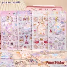 [newpros] 1/2 Folhas Scrapbooking Diy Diário Papelaria Decalques Diversão Pitada Pendurado Desenho Animado 3D Inchado St