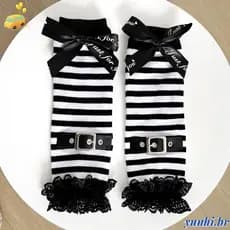 Luvas De Meio Gengibre YUNHI , Manga Elástica De Mão Para Subcultura , Aquecedores De Braço De Inverno Preto E Branco Qu