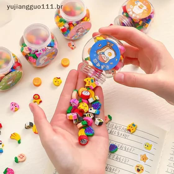 # Novo 50 Pçs/set Borracha De Bonito Criativo Animal Frutas Lápis Borrachas Mini Kawaii Papelaria Crianças Estudante Mat