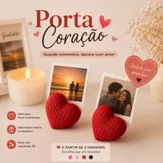 kit com 2 porta-foto coração