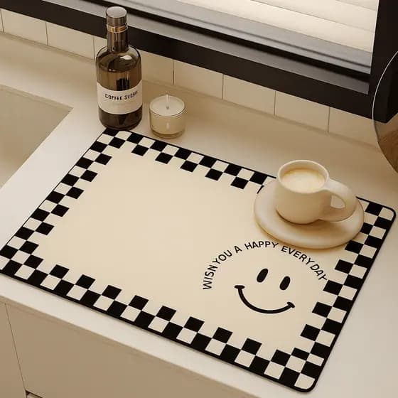 Aparador De Louca Multiuso 40x30cm Cozinha Banheiro Tapete Escorredor Emborrachado Tapete Absorvente Liquidos Forte