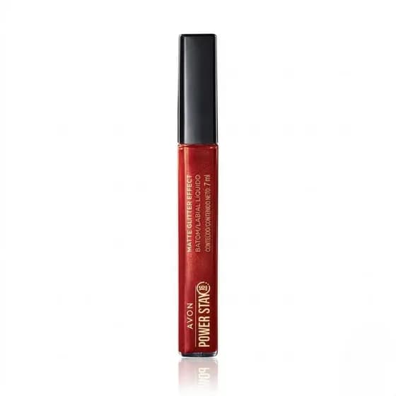 Batom Glitter Effect Avon Power Stay  - Cor Cereja Brilhante