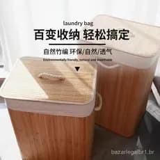 Cesto de roupa suja à prova de poeira mais vendido, cesto de armazenamento dobrável de bambu, cesto de roupa suja de bam