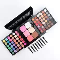 Conjunto de maquiagem com 78 cores de sombras, brilho labial e blush, em uma caixa deslizante de dupla camada com design