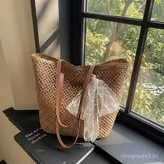 Bolsa Casual Texturizada de Grande Capacidade, Nova Moda Primavera 2026, Bolsa de Ombro Feminina, Bolsa Tote