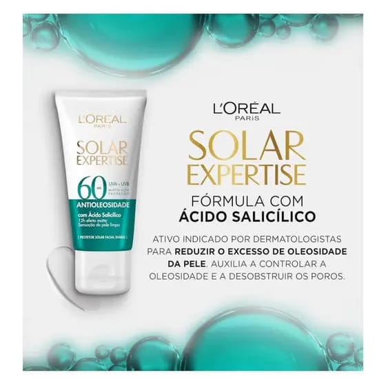 Protetor Solar L'Oréal Paris Expertise FPS60 Facial Antioleosidade Toque Seco 40g Original