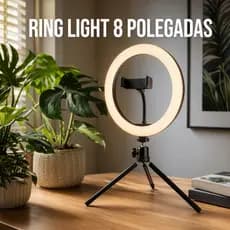 Ring Light LED Iluminador Portatil Com Tripé Suporte Para Celular 8 Polegadas