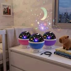 Projetor De Estrelas Mini Abajur LED Infantil Luminária Projetora Galáxia Luz Decorativa Para Dormir Recarregável