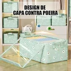 Caixa De Armazenamento De Roupas Dobrável Brinquedos Com Tampa Acabamento De Cesta Nova Flor Quebrada