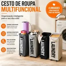 Cesto De Roupa Suja Fino Com Rodas Universais Canto Dobrável Em Tecido Oxford Organizador De Roupas Sujas