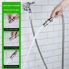 Ducha Higiênica 100% Cromada Completa Luxo Metal Inox Chuveirinho Intimo Parede Registro Automático