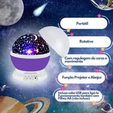 Projetor Globo Estrela Luminária Abajur Rotativa RGB Colorida Iluminação Decorativa Para Quarto Sala Ambiente Festas