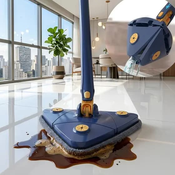 Mop Triangular Giratório 360 Vassoura Limpa Vidros Teto Alturas Cabo Extensível Esfregão De Microfibra Casa