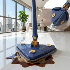 Mop Triangular Giratório 360 Vassoura Limpa Vidros Teto Alturas Cabo Extensível Esfregão De Microfibra Casa