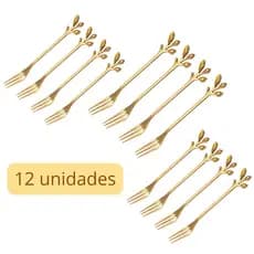 Kit 12 Garfo De Chá De Café Dourada De Aço Inoxidável Sobrem